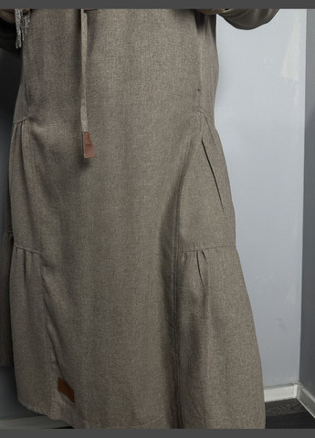 Коричнева кежуал сукня жіноча коричнева з капюшоном міді mkpr2912-2 Modna KAZKA