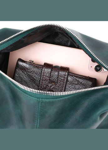 Кожаная матовая косметичка 16399 Зеленый Shvigel (332052660)