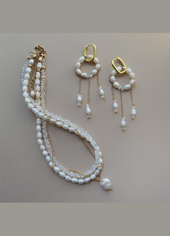 Набор свадебных украшений чокер и серьги с подвесками ручной работы с натуральным белым жемчугом (NP-0066) Ksenija Vitali (295376558)