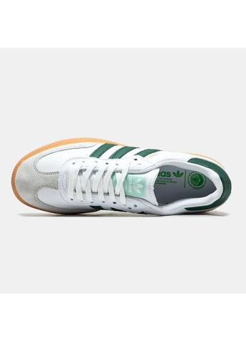 Белые демисезонные кроссовки мужские adidas samba vegan white green адидас самба белые No Brand