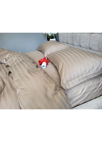 Постільна білизна Мульти страйп сатин CACAO, PREMIUM Полуторний розмір, наволочки 70/70 No Brand (364219546)