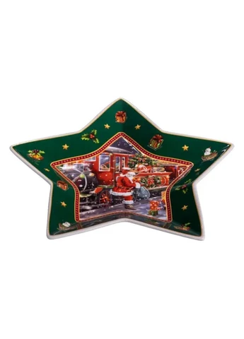 Сервірувальне новорічне блюдо для закусок Santa 25,5 (см) з порцеляни HP-SDHK-20 Yiwu (377037360)