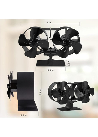 Вентилятор для каміна та печі подвійний 8 лопатей No Brand (354828985)