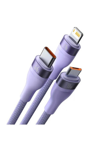 Кабель Flash Series Ⅱ Один-две-трех Fast Charging Data Cable USB M+L+C 66W 1.2m Purple Baseus (340279800)