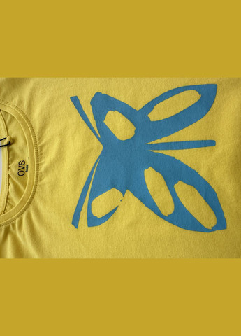 Желтая летняя футболка унисекс желтая с бабочкой 2000-28 (122 см) OVS