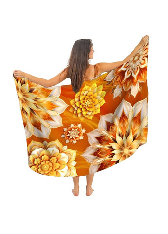 Парео пляжное с 3D принтом Golden Bloom 31046 80х150 см FlexDress (336873606)