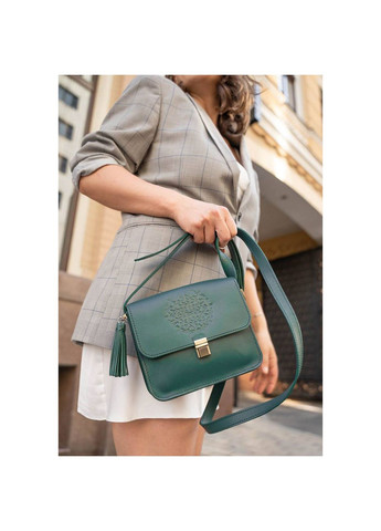 Шкіряна жіноча бохо-сумка Лілу зелена BlankNote кросс-боди (348359419)