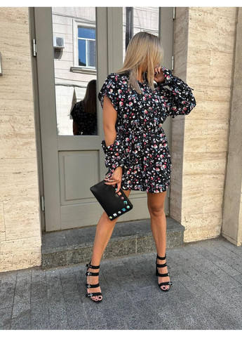 Чорна повсякденний сукня Vione з квітковим принтом
