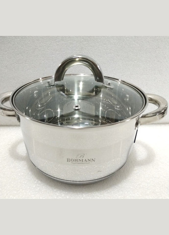 Каструля нержавійка з кришкою 16 см, 2.1 л (BH-1416) Bohmann (334714059)