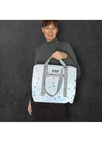 Сумка-шопер Svitashka светоотражающая Неоновое Сердце серые ручки на молнии No Brand (315933098)