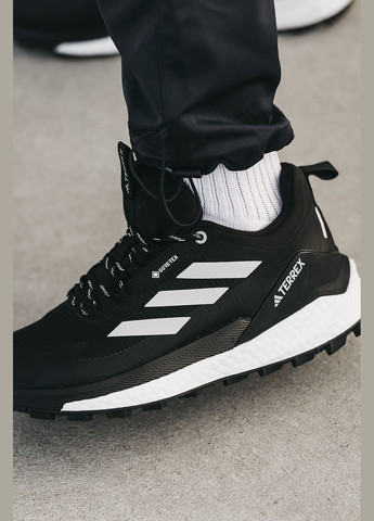 Черные всесезонные кроссовки мужские adidas terrex free hiker 2.0 gore-tex black white | адидас террекс черные белые No Brand