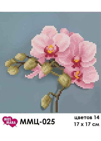 Схема для вышивки бисером "Розовая орхидея" частичная выкладка, заготовка, 17х17 см No Brand (333165467)