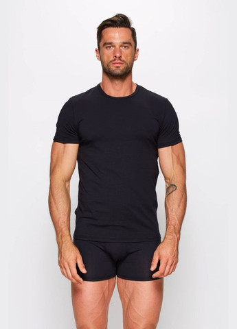 Черная мужская футболка из хлопка с коротким рукавом Fabio 01/1-82/1 black