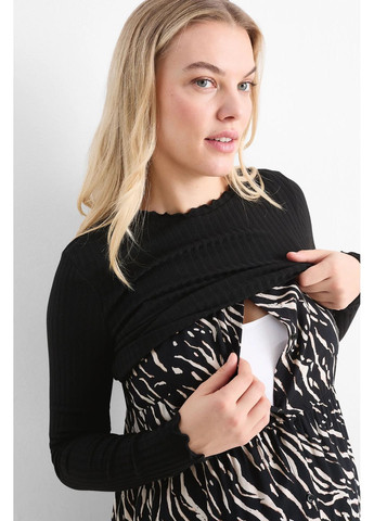 Комбинированное кэжуал плятье для кормящих мам C&A однотонное