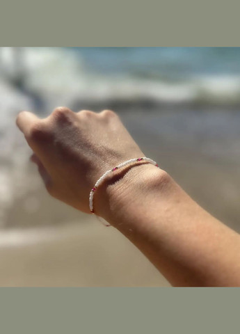 Браслет на гумці натуральний камінь Рубін, Бісер + вставки колір золото, фур-ра гіп-ний сплав d-2мм+- L-18см No Brand браслет (302453968)