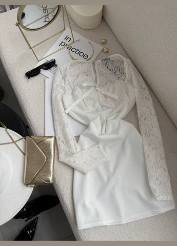 Молочное праздничный, деловое, повседневный, кэжуал женское платье FINO Mode однотонное