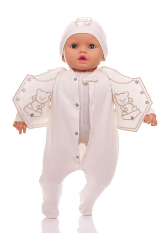 Человечек с шапкой для мальчика трикотажный Мишка молочный 62 см (34530) Murat baby (296193413)