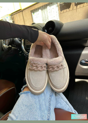 Осенние лофери с мехом No Brand из натуральной замши