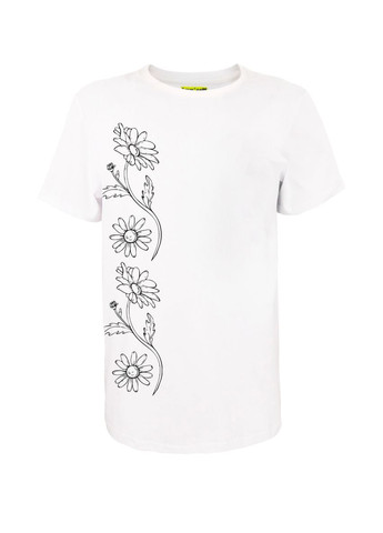 Футболка унисекс белая с коротким рукавом с принтом "Цветы" шелкография 4PROFI - (346286830)