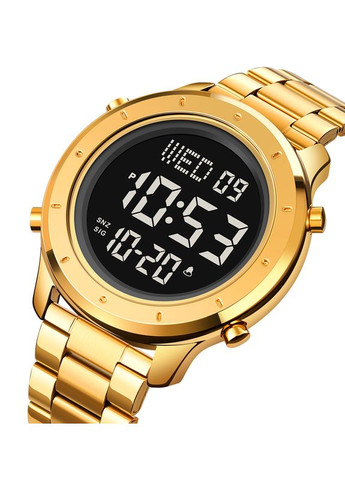 Годинник 1864SGDBK Gold-Black Steel для чоловіків водонепроникний електронний наручний годинник з будильником ProDobro (367266387)