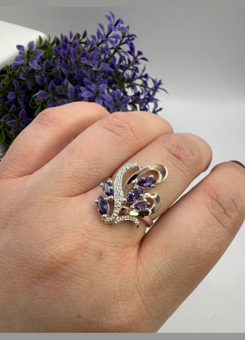 Комплект украшений Бренды 2 серебряный 925 проба с пластинами золотое кольцо + серьги No Brand (328263771)