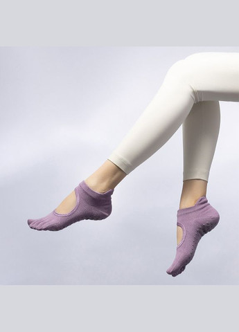 Лиловые носки для йоги с открытым подъемом и отдельными пальцами лиловые one size (336906176)