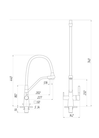 Змішувач для кухні під осмос GLLR-0700-L-04-06 гофрований на гайці латунь, Беж Globus Lux (335040527)