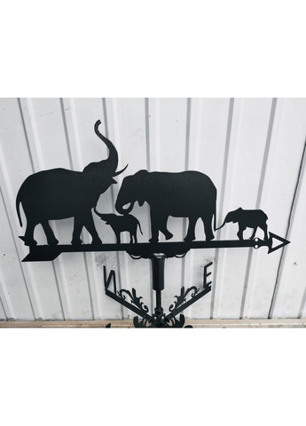 Флюгер Семья слонов, Слоны, флюгер на крышу из металла 3 мм. Больше 100 см No Brand (368896316)