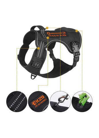 Шлея для собак Duomm с сумочкой и светоотражающей лентой, регулируемая Черный, M No Brand (373444057)