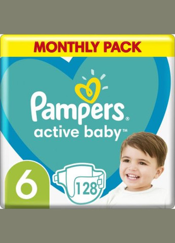 Підгузки Pampers active baby розмір 6 (extra large) 13-18 кг 128 шт (268139682)