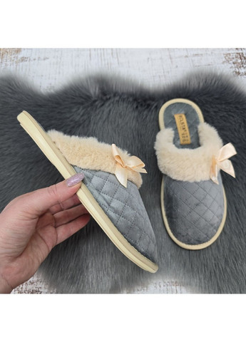 Серые тапочки домашние женские серые с меховой опушкой Белста