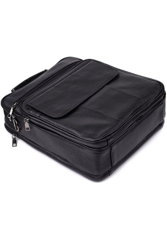 Містка чоловіча сумка з ручкою для перенесення в руці з натуральної шкіри 23023 Чорний Vintage (361679827)