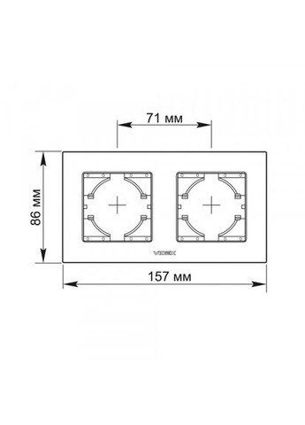 Рамка черное стекло на 2 места горизонтальная BINERA Videx (366298440)