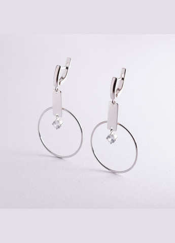 Серебряные серьги Геометрия с фианитами 4989 Oniks (264024143)