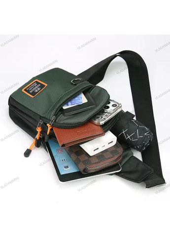 Молодіжна сумка слінг через плече,нагрудна міська темно-зелена сумка No Brand (370639428)