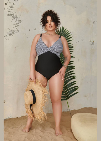 Черно-белый летний купальник слитный Liton