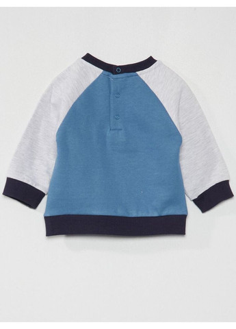 Kiabi свитшот демисезон,синий-серый с принтом, синий