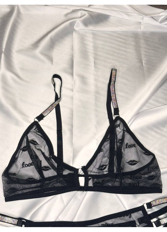 Черный комплект белья женский на чашку в/с черный No Brand
