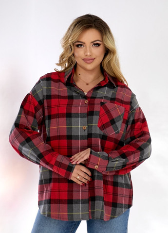 Красная повседневный, классическая, кэжуал рубашка в клетку No Brand с длинным рукавом