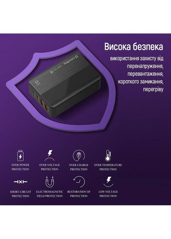 Зарядний пристрій Power Delivery 2 х USB-A + 2 х USB Type-C 65W Black (CW-CHS040PD-BK) Colorway (322915224)