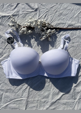 Белый гладкий бюстгальтер-бандо дафна с тройным пуш ап белый, 75вс 80вс 85вс с антисползающими полосами Rumu с косточками