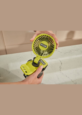 Вентилятор аккумуляторный клипса USB Lithium RCF4-0 4В 3800об·мин вращение 325° поворот 180° 2 скорости 0.29кг без АКБ и ЗП Ryobi (342397730)