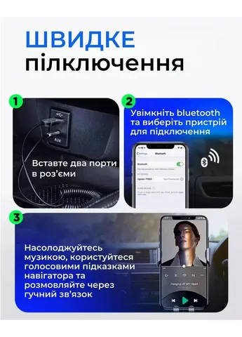 Аудио Bluetooth 5.0 приемник BA01 Wireless Bluetooth Transmitter с USB и 3.5мм AUX разъёмами Baseus (385822011)