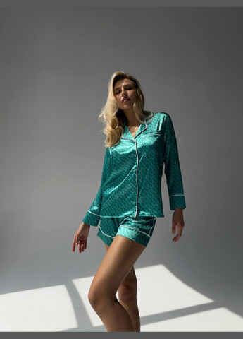 Бирюзовая пижама рубашка + шорты Domino