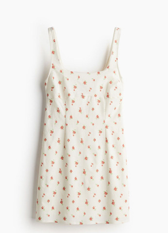 Молочное кэжуал платье H&M с цветочным принтом