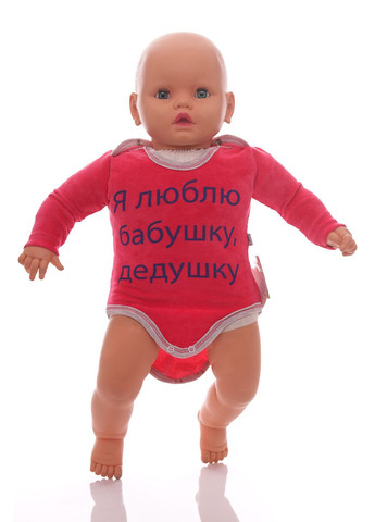 Боді з довгим рукавом для дівчинки велюр рожеве Люблю бабусю MiniPapi 68 см (26725) BABYKROHA (297199377)
