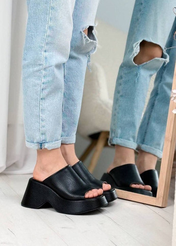 Черные женские сабо кожаные VIKA