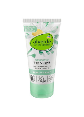 Alverde Зволожуючий крем 24 години для чутливої шкіри з гамамелісом та ромашкою 50 мл — Крем, Німеччина (368669767)