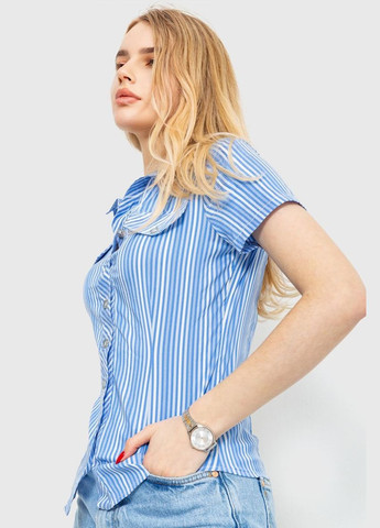 Комбинированная демисезонная рубашка женская в полоску, цвет бело-голубой, Ager