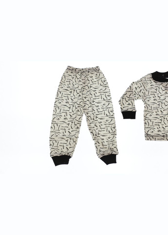 Біла піжама з довгим рукавом трикотажна кольорова чорно-біла 80 см (33114) BABYKROHA